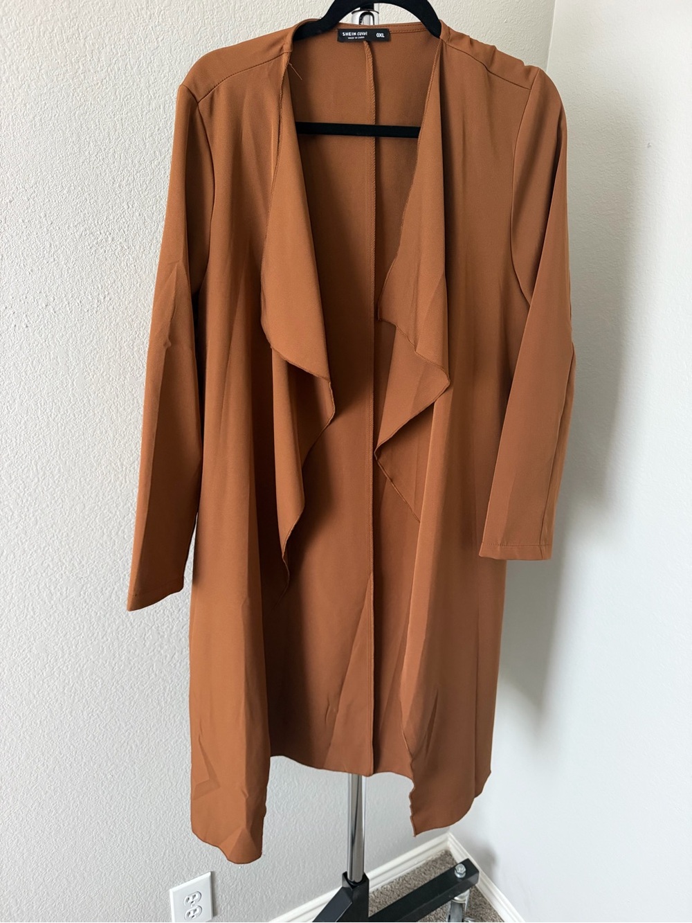 Open Drape Trench cardigan in Rust Brown
